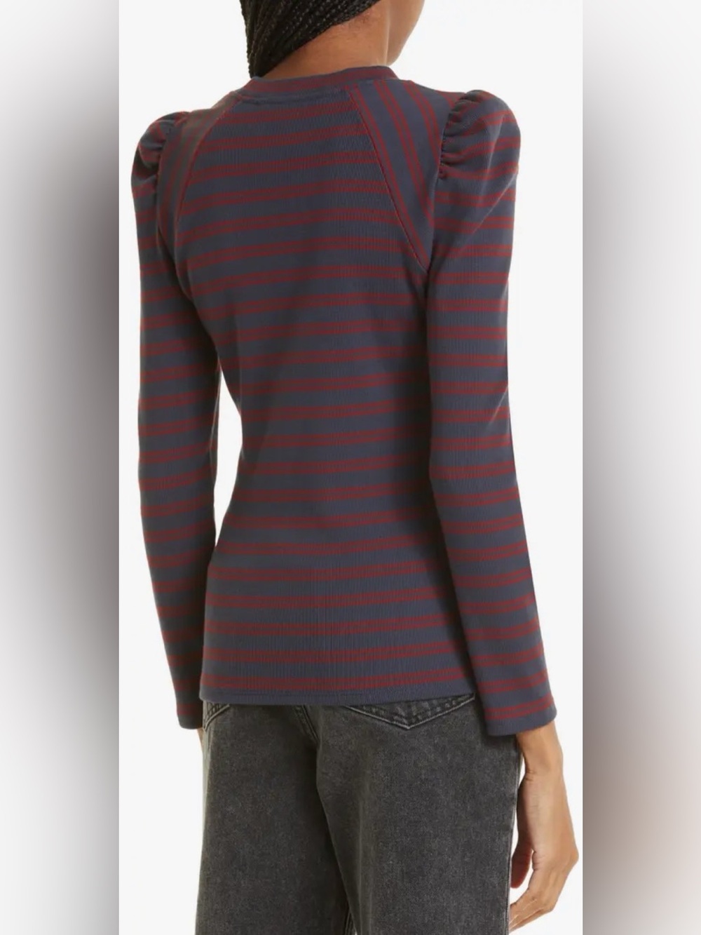 Veronica Beard Delano Stripe Raglan Sleeve Top - Picture 4 of 7